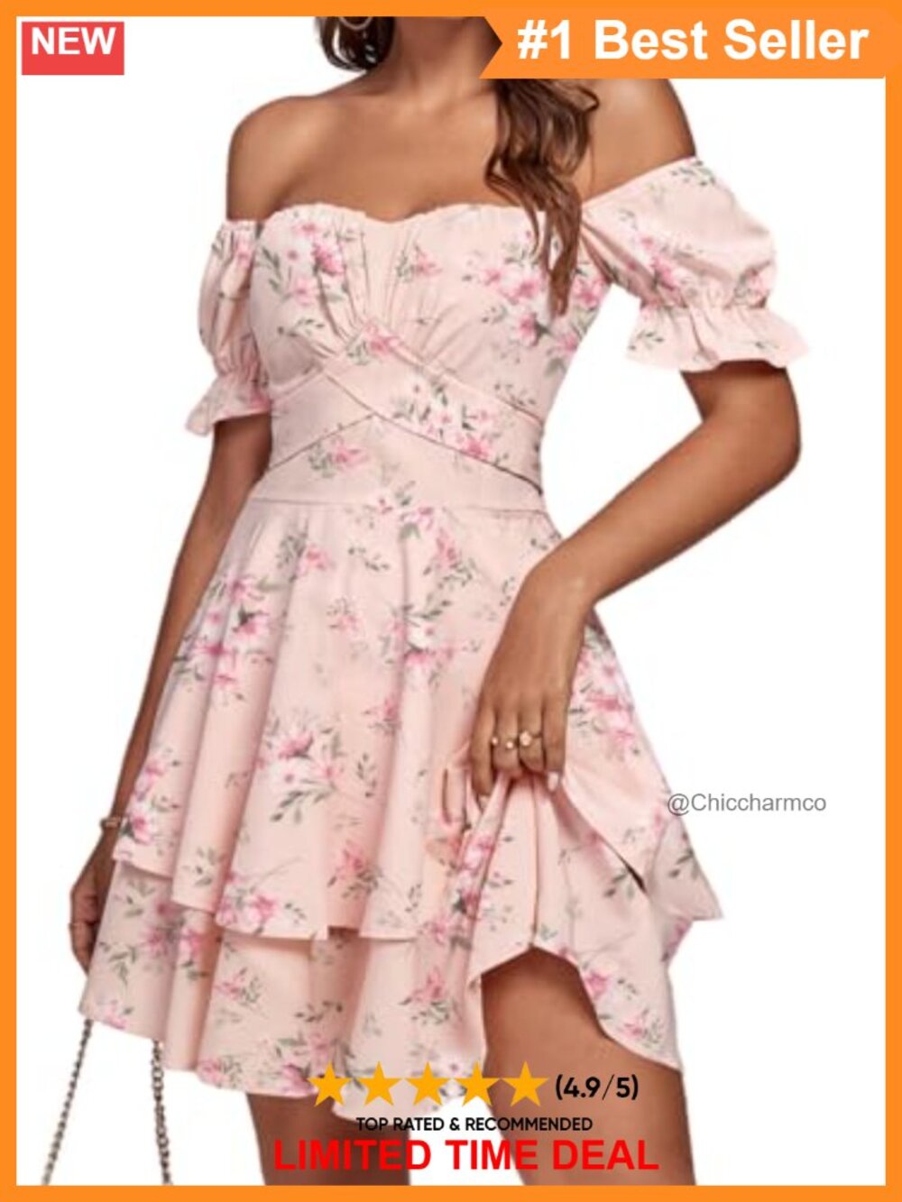 Off Shoulder Ruched Bust Ruffle Hem Mini Dress